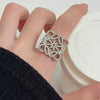Wholesale Women's Light Luxury Geometric Gold Plated Copper Cut Out Diamond Fashion Ring