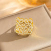 Wholesale Women's Light Luxury Geometric Gold Plated Copper Cut Out Diamond Fashion Ring