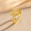 Wholesale Women's Light Luxury Geometric Gold Plated Copper Fourleaf Clover Open Niche Design Bracelet
