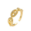 Wholesale Women's Light Luxury Geometric Gold Plated Copper Open Index Finger Ring With Electroplating Design