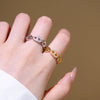 Wholesale Women's Light Luxury Geometric Gold Plated Copper Open Index Finger Ring With Electroplating Design