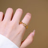 Wholesale Women's Light Luxury Geometric Gold Plated Copper Open Index Finger Ring With Electroplating Design