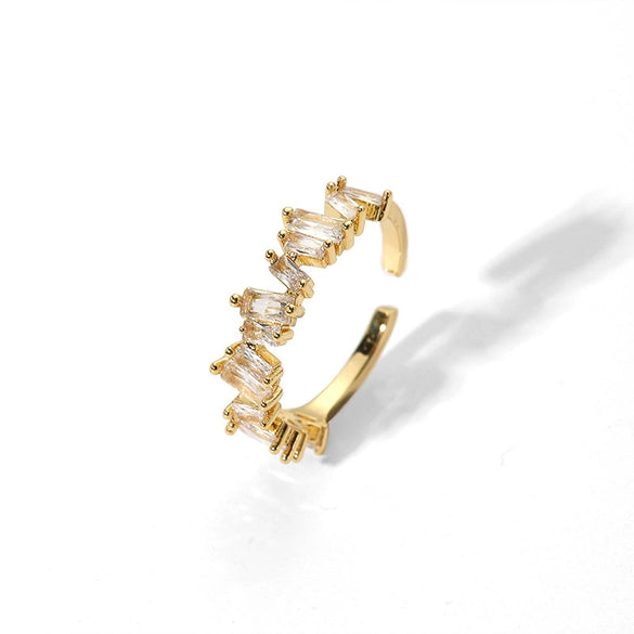 Wholesale Women's Light Luxury Geometric Gold Plated Copper Opening Ring Jewelry