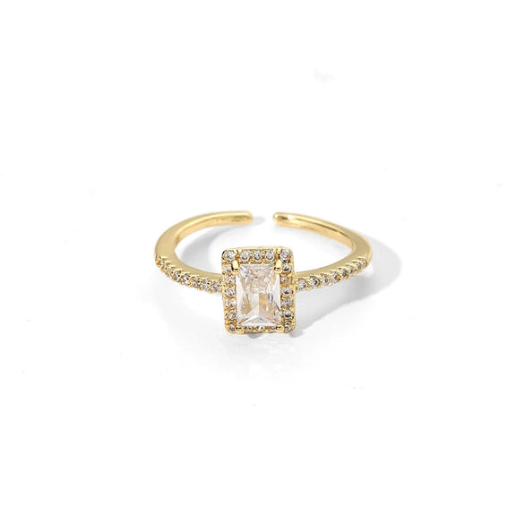 Wholesale Women's Light Luxury Geometric Gold Plated Copper Opening Ring Jewelry