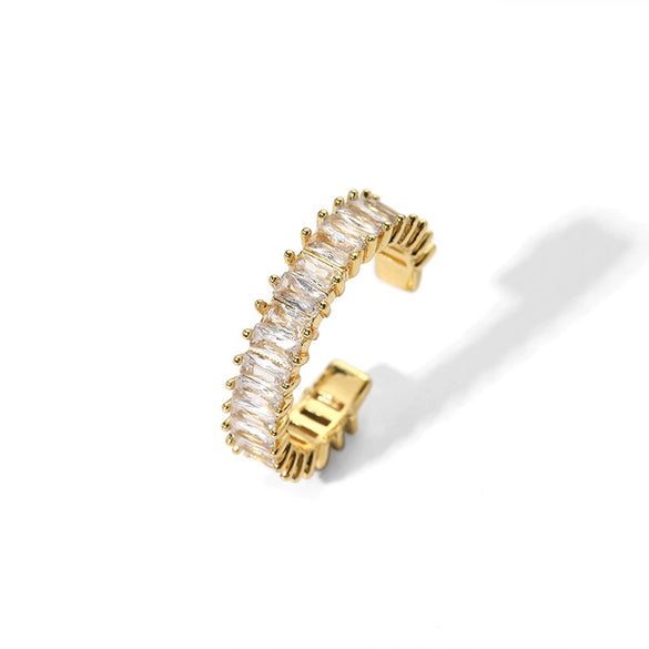 Wholesale Women's Light Luxury Geometric Gold Plated Copper Opening Ring Jewelry