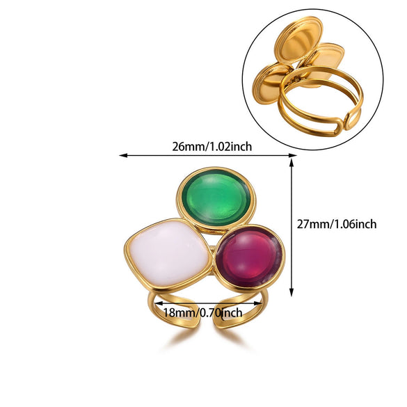 Wholesale Women's Light Luxury Geometric Goldinlaid Ring With Shell Imitation Pearl Fourleaf Clover Heart And Fruit Shapes