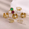 Wholesale Women's Light Luxury Geometric Goldinlaid Ring With Shell Imitation Pearl Fourleaf Clover Heart And Fruit Shapes