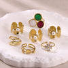 Wholesale Women's Light Luxury Geometric Goldinlaid Ring With Shell Imitation Pearl Fourleaf Clover Heart And Fruit Shapes