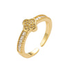 Wholesale Women's Light Luxury Geometric Goldplated Copper Bracelet With Fourleaf Clover And Flower Design