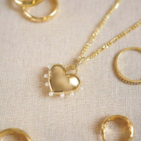 Wholesale Women's Light Luxury Geometric Heart Copper Electroplated Pendant Necklace