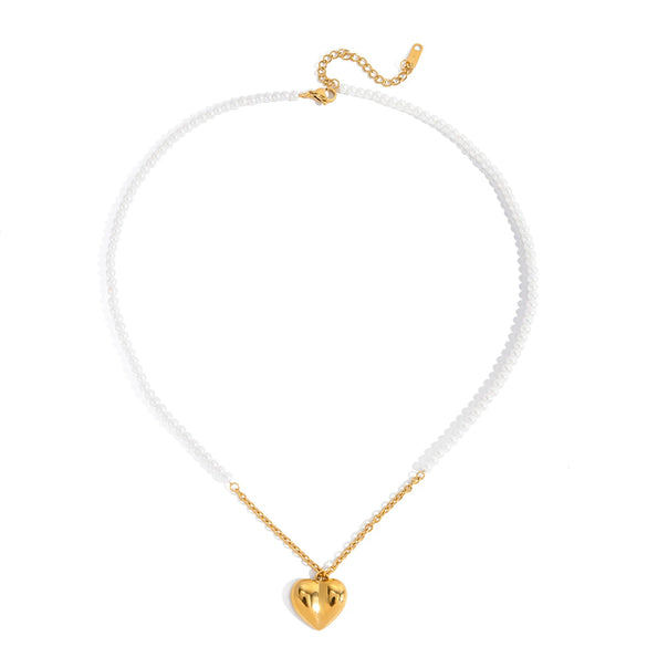 Wholesale Women's Light Luxury Geometric Heart Pendant Stainless Steel Electroplated Necklace