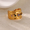 Wholesale Women's Light Luxury Geometric Heart Shape Inlaid With Gold Gold Plated Copper Ring