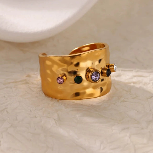 Wholesale Women's Light Luxury Geometric Heart Shape Inlaid With Gold Gold Plated Copper Ring
