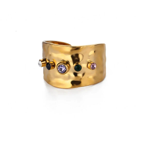 Wholesale Women's Light Luxury Geometric Heart Shape Inlaid With Gold Gold Plated Copper Ring
