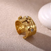 Wholesale Women's Light Luxury Geometric Heart Shape Inlaid With Gold Gold Plated Copper Ring
