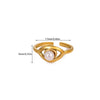 Wholesale Women's Light Luxury Geometric Heart Shape Inlaid With Gold Pearl Titanium Steel Open Ring