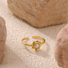 Wholesale Women's Light Luxury Geometric Heart Shape Inlaid With Gold Pearl Titanium Steel Open Ring