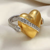 Wholesale Women's Light Luxury Geometric Heart Stereo Stainless Steel 18K Gold Plated Ring Hand Jewelry