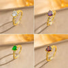 Wholesale Women's Light Luxury Geometric Heart Zircon Ring Gold Plated Copper Electroplated