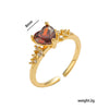 Wholesale Women's Light Luxury Geometric Heart Zircon Ring Gold Plated Copper Electroplated