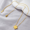Wholesale Women's Light Luxury Geometric Heartshaped And Fourleaf Clover Stainless Steel Necklace With 18K Real Gold Plating