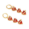 Wholesale Women's Light Luxury Geometric Heartshaped Red Rose Zircon Earrings Studs Made Of 925 Silver And Copper With Electroplating
