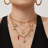 Wholesale Women's Light Luxury Geometric Heartshaped Stainless Steel 18K Gold Plated Doublelayered Diy Multiaccessory Necklace