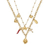 Wholesale Women's Light Luxury Geometric Heartshaped Stainless Steel 18K Gold Plated Doublelayered Diy Multiaccessory Necklace