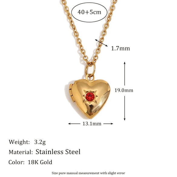 Wholesale Women's Light Luxury Geometric Heartshaped Stainless Steel Pendant Necklace With Pvd Furnace Vacuum Real Gold Plating