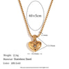 Wholesale Women's Light Luxury Geometric Heartshaped Stainless Steel Pendant Necklace With Pvd Furnace Vacuum Real Gold Plating
