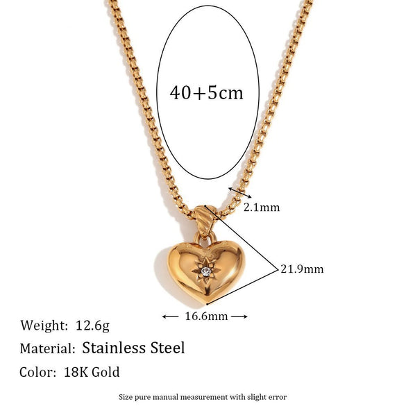 Wholesale Women's Light Luxury Geometric Heartshaped Stainless Steel Pendant Necklace With Pvd Furnace Vacuum Real Gold Plating