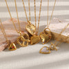 Wholesale Women's Light Luxury Geometric Heartshaped Stainless Steel Pendant Necklace With Pvd Furnace Vacuum Real Gold Plating