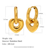Wholesale Women's Light Luxury Geometric Heartshaped Stainless Steel Vacuum Plated Earrings Jewelry