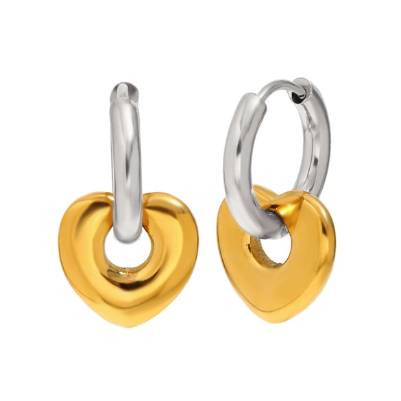 Wholesale Women's Light Luxury Geometric Heartshaped Stainless Steel Vacuum Plated Earrings Jewelry