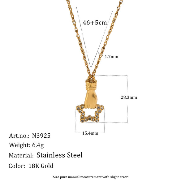 Wholesale Women's Light Luxury Geometric Heartshaped Star Stainless Steel Pvd Furnace Vacuum Real Gold Plated Necklace