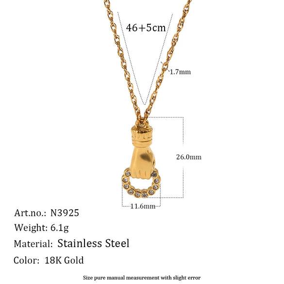 Wholesale Women's Light Luxury Geometric Heartshaped Star Stainless Steel Pvd Furnace Vacuum Real Gold Plated Necklace