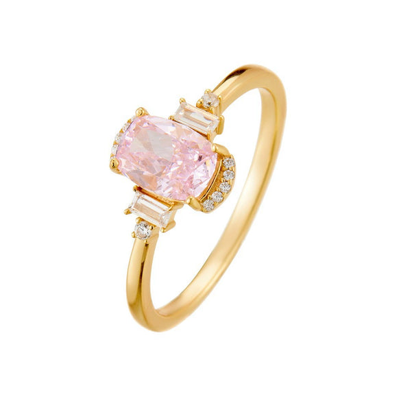 Wholesale Women's Light Luxury Geometric Ice Flower Cut Gold Plated S925 Sterling Silver Ring
