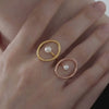 Wholesale Women's Light Luxury Geometric Imitation Pearl Stainless Steel 18K Gold Plated Rings Accessories