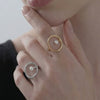 Wholesale Women's Light Luxury Geometric Imitation Pearl Stainless Steel 18K Gold Plated Rings Accessories