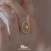 Wholesale Women's Light Luxury Geometric Imitation Pearl Stainless Steel 18K Gold Plated Rings Accessories