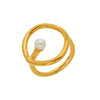 Wholesale Women's Light Luxury Geometric Imitation Pearl Stainless Steel 18K Gold Plated Rings Accessories