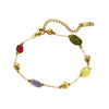 Wholesale Women's Light Luxury Geometric Irregular Colored Stone Stainless Steel 18K Goldplated Necklace And Bracelet Jewelry Set