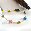 Wholesale Women's Light Luxury Geometric Irregular Colored Stone Stainless Steel 18K Goldplated Necklace And Bracelet Jewelry Set