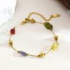 Wholesale Women's Light Luxury Geometric Irregular Colored Stone Stainless Steel 18K Goldplated Necklace And Bracelet Jewelry Set