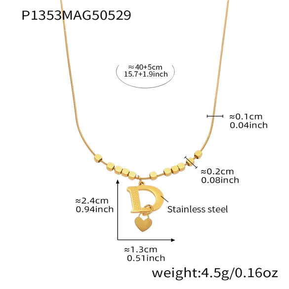 Wholesale Women's Light Luxury Geometric Letter D Pendant Necklace Made Of Titanium Steel And Stainless Steel With Electroplating