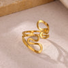 Wholesale Women's Light Luxury Geometric Lines Inlaid With Gold Stainless Steel Open Ring Hand Jewelry