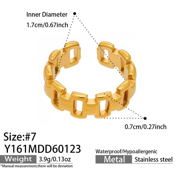 Wholesale Women's Light Luxury Geometric Multi Shaped Stainless Steel 18K Gold Plated Ring Set
