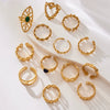 Wholesale Women's Light Luxury Geometric Multi Shaped Stainless Steel 18K Gold Plated Ring Set