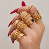 Wholesale Women's Light Luxury Geometric Multi Shaped Stainless Steel 18K Gold Plated Ring Set