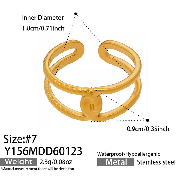 Wholesale Women's Light Luxury Geometric Multi Shaped Stainless Steel 18K Gold Plated Ring Set